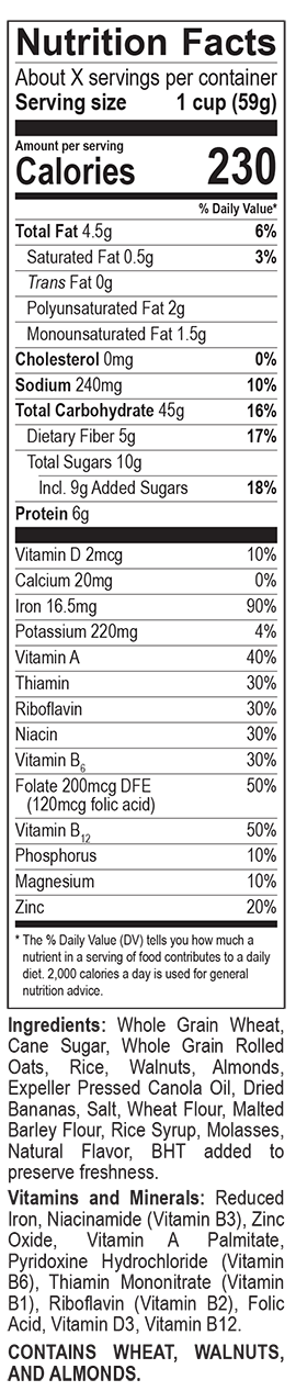 Banana Nut Crunch Nutritional Information