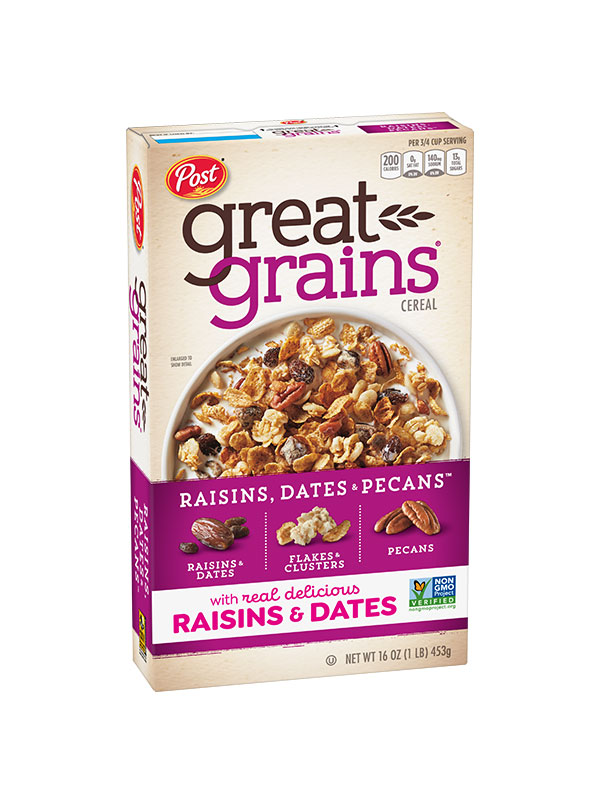Great Grains Raisins, Dates & Pecans Cereal Box